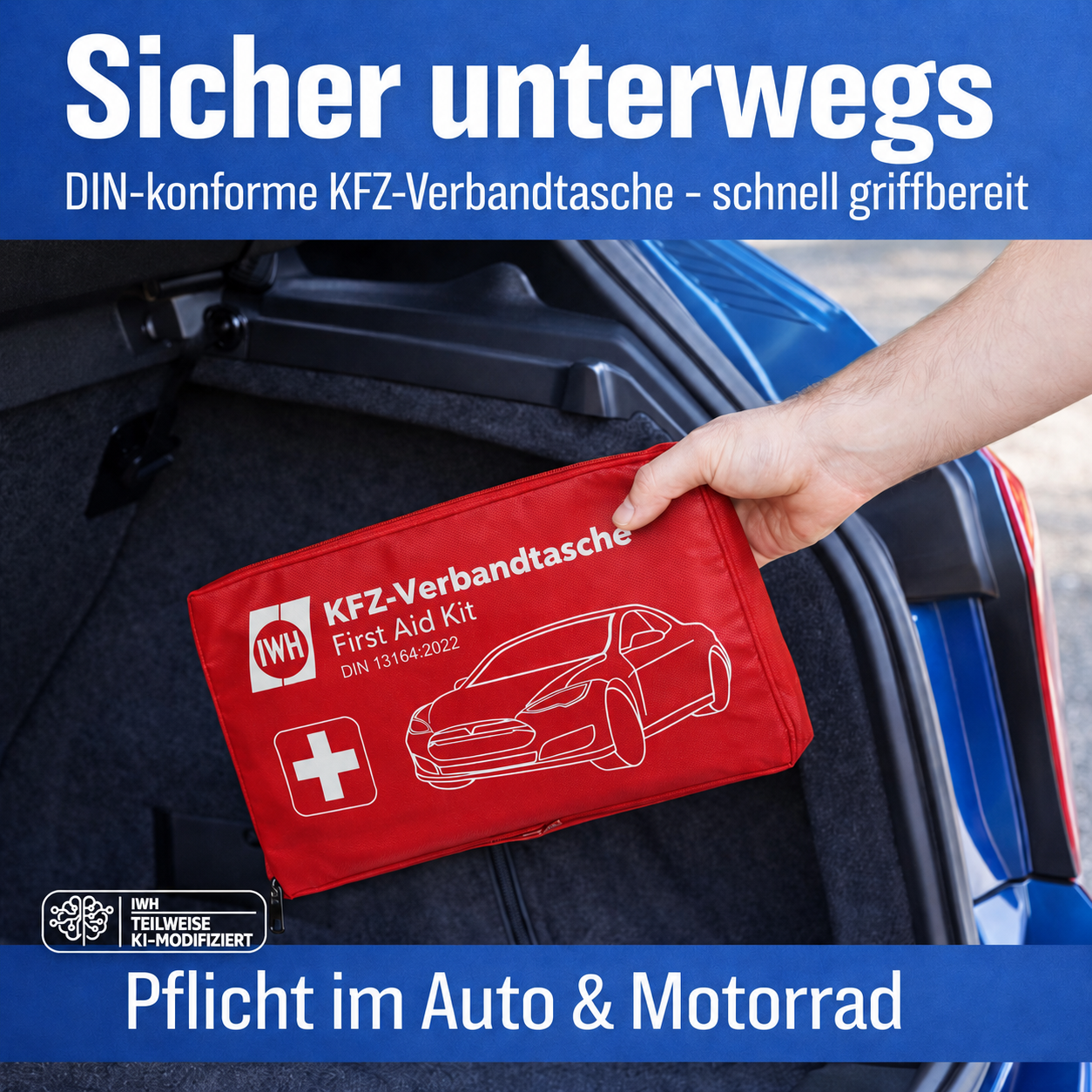 KFZ-Verbandtasche "rot" DIN 13164:2022