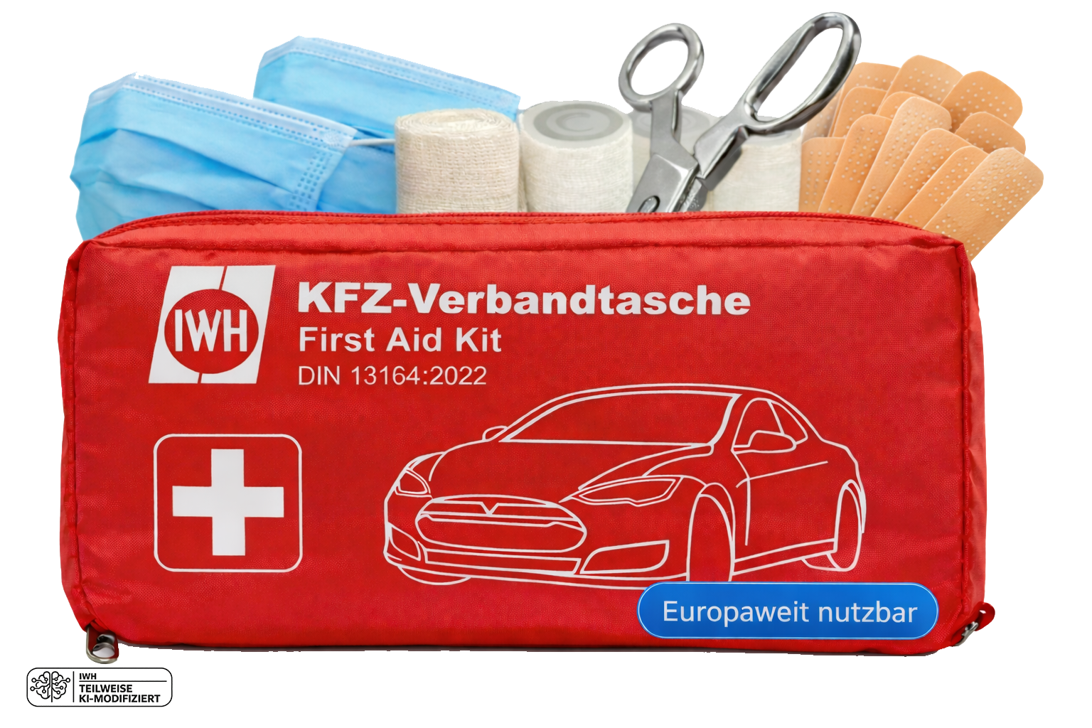 KFZ-Verbandtasche "rot" DIN 13164:2022
