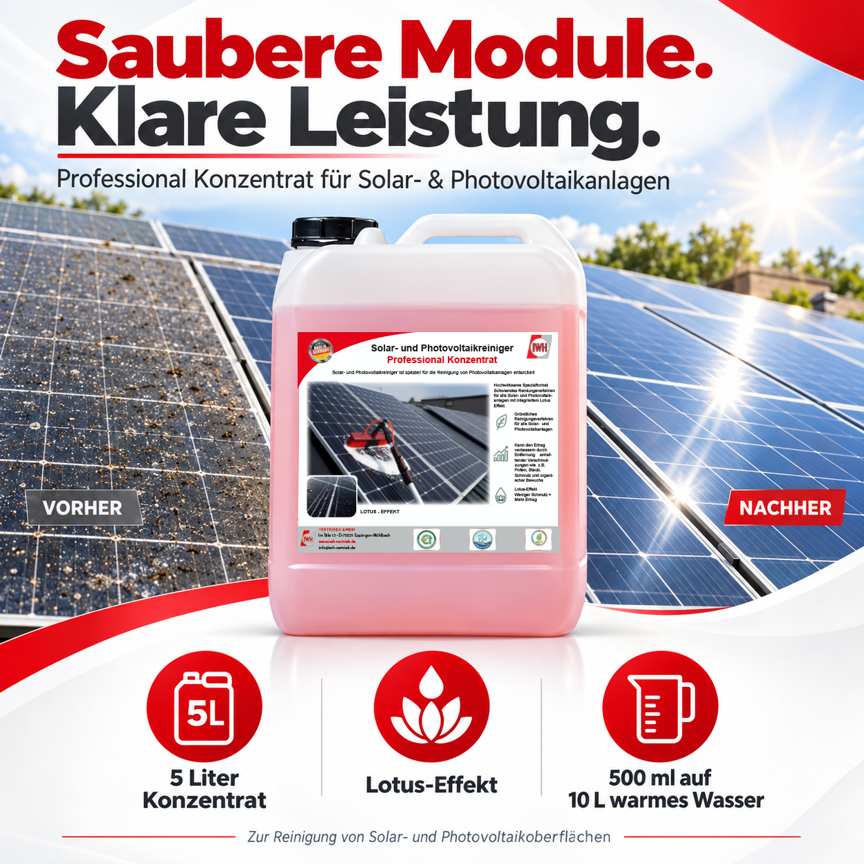 Solar- und Photovoltaikreiniger "Konzentrat" 5 Liter