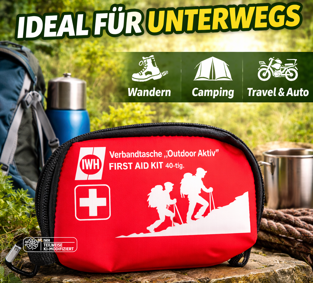 Outdoor Verbandtasche 40-teilig – wasserfest mit Karabiner