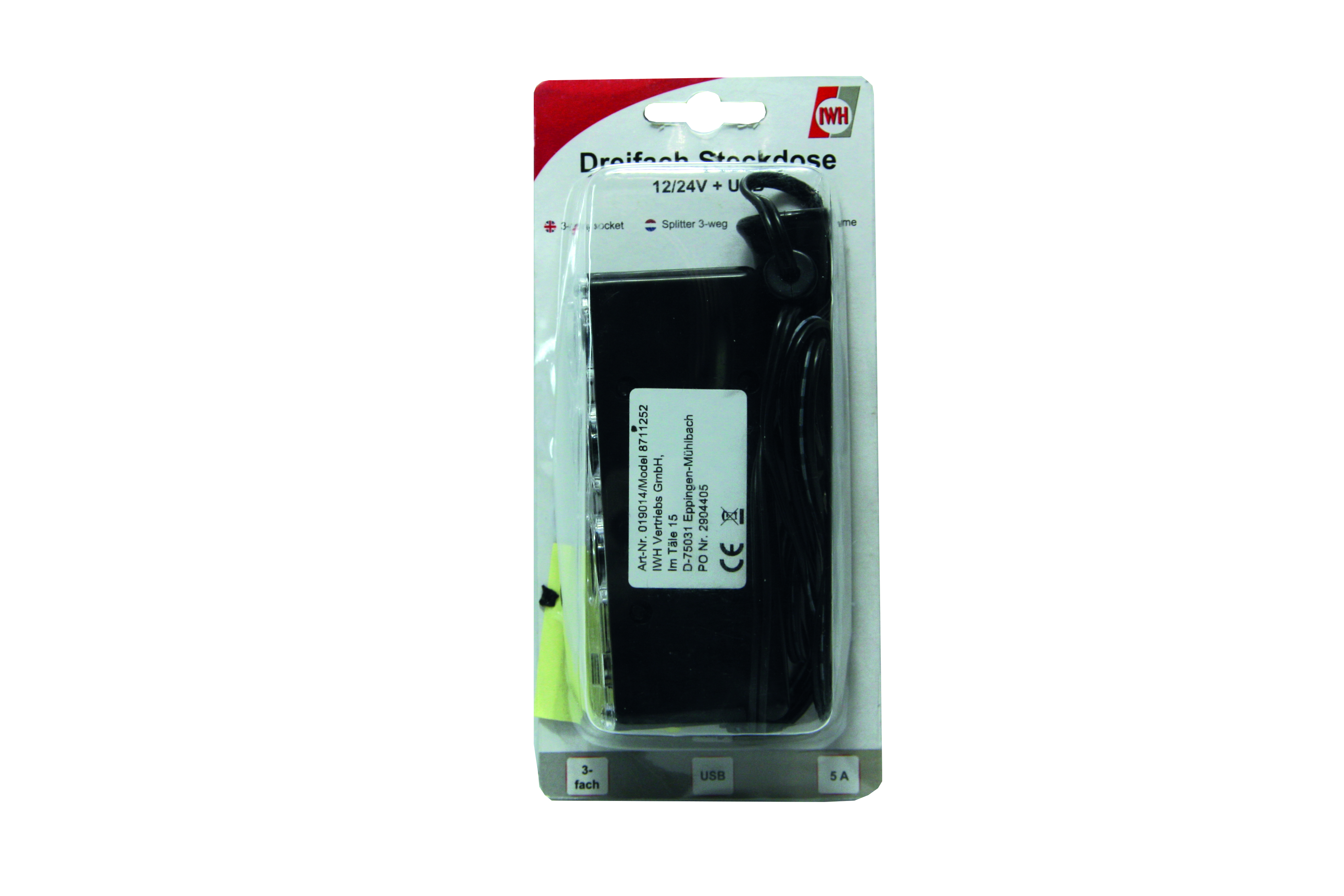 3-fach Steckdose mit USB-Ladeport 12/24 Volt