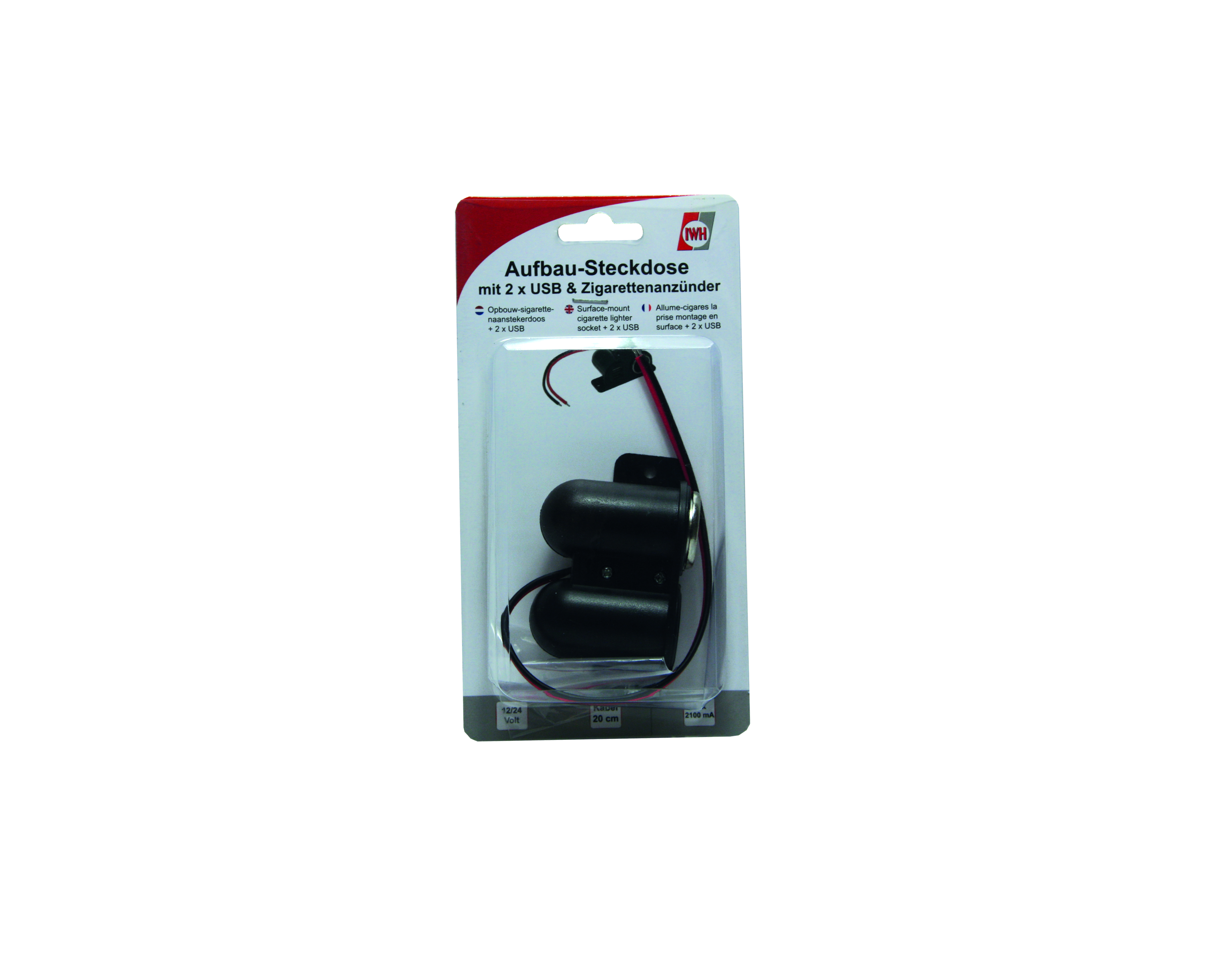Aufbau-Steckdose + 2x USB Anschluss