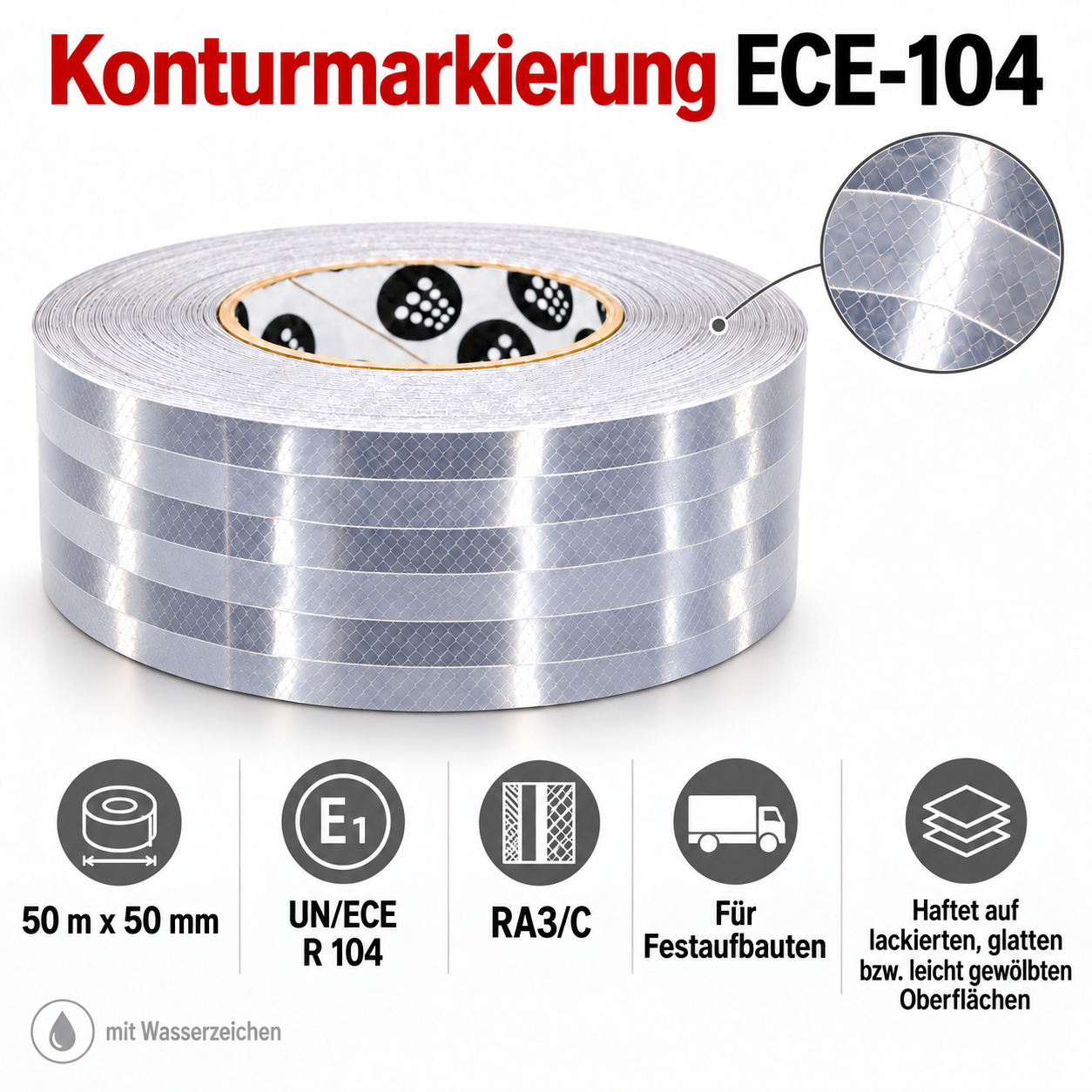 Konturmarkierung ECE-104 "weiß" Rolle 50mx50mm